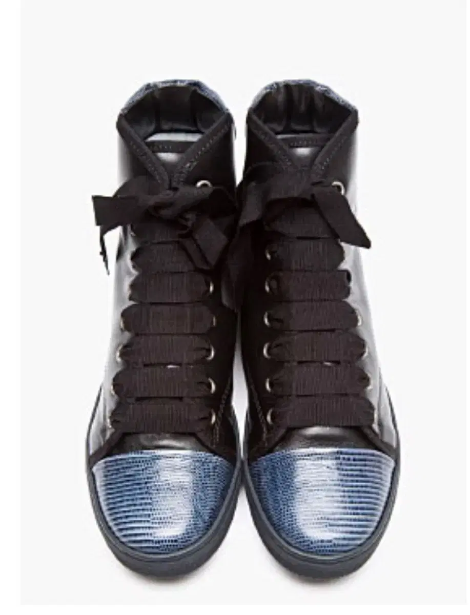 LANVIN Black Leather High-Top Sneakers